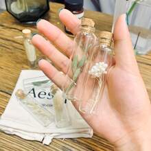 Mini Glass Bottles With Soft Cork Lids, Transparent Wishing Bottles, Glass Bottle Decor Containers For DIY, Wedding Bride Christening Home Decoration