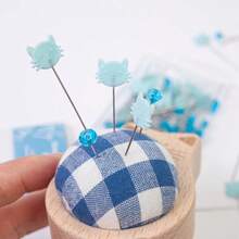 80pcs/Set Embroidery Patchwork Tools Straight Sewing Pin Cat Diamond Patchwork Pin For Sewing Quilting Positioning Pin Holder - Black - View 8