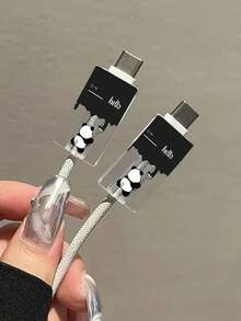 3pcs Panda Painted Design TPU Charger Protective Case, Compatible With 20W UK-Plug Charger Cable Protector Charger Accessories Phone Accessories - Multicolor - View 3