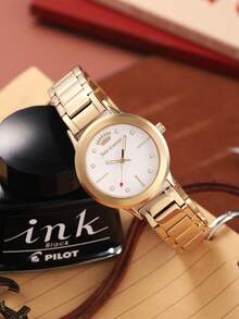 Juicy Couture Black Label Dress Watch Women Bracelet Watch Luminous Hands JC/1051MTBK - 金色 - 查看 9