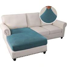2025 New Sectional Couch Covers 8 Pieces Stretch Sofa Covers Sectional Sofa Set Separate L Shaped Couch Cover Both Left/Right Couch (And Back: 1 Chaise + 3 Sofa, Ivory), Modern Comfortable Sofa Covers - Storm Blue - 查看 2