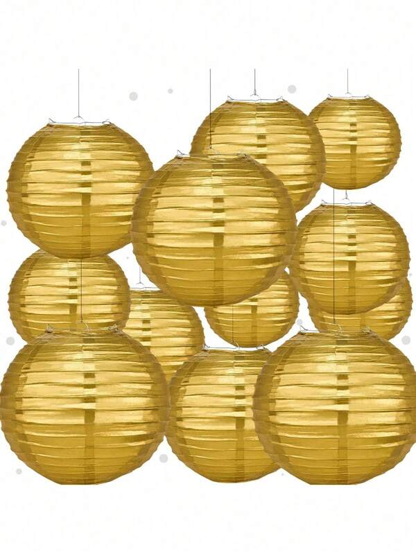5pcs Paper Lanterns Set, Easy-To-Hang 6", 8", 10" Round Chinese Paper Lanterns For Bridal Showers, Anniversaries & Celebrations, Indoor/Outdoor Decoration