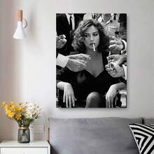 1 件，电影海报墙画，黑白性感女人装饰房间，现代帆布海报印刷，极简主义帆布画，家居装饰，适用于餐厅卧室和客厅的装饰画，无框