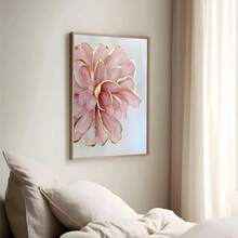 1 件套粉色牡丹花金色点缀帆布墙艺术画，现代北欧装饰墙艺术，适用于卧室、客厅、办公室，无框架 - 彩色 - 查看 5
