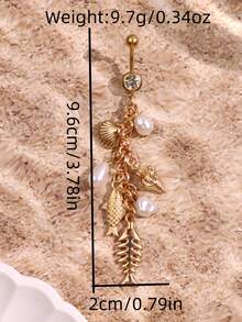 1 件时尚休闲优雅性感海滩度假海洋风格贝壳海星海螺肚脐环，女士海滩海洋度假身体首饰 - 彩色 - 查看 9