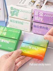 100 张渐变仿珍珠光泽拉环便签，方便学生、考试和标记的记事本，适用于学校用品、返校 - 均碼 - 查看 2