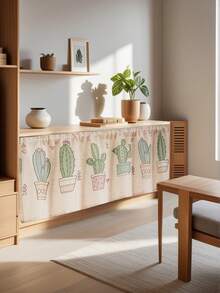 1 pieza Cortina divisoria de habitación con estampado de lino minimalista, diseño versátil y fresco - Lavanda - Ver 4