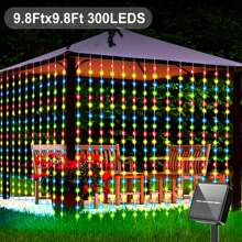 Guirlandes solaires à LED, 1 set 100/200/300 LED, décoration extérieure, 8 modes, guirlandes lumineuses pour mariage, balcon, patio, jardin, Noël, Halloween, couleur/blanc chaud/blanc, IP54 étanche, plastique, alimenté par énergie solaire, capacité de batterie 600 mAh, sans télécommande, sans pièces détachables