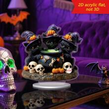1pc Halloween Witch Black Cat Skull Pumpkin Fantasy Fairytale Decoration 2D Acrylic Home Desktop Artwork For Shopping Mall Bar Haunted House Holiday Party Scene Party Decorations Provide An Ideal Halloween Surprise For Family And Friends