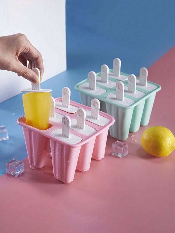 قالب سيليكون قابل لإعادة الاستخدام متعدد التجاويف لصنع الآيس كريم مع فرشاة، مناسب للمطبخ المنزلي والثلاجة وال-DIY وصنع الآيس كريم وحفلات الصيف