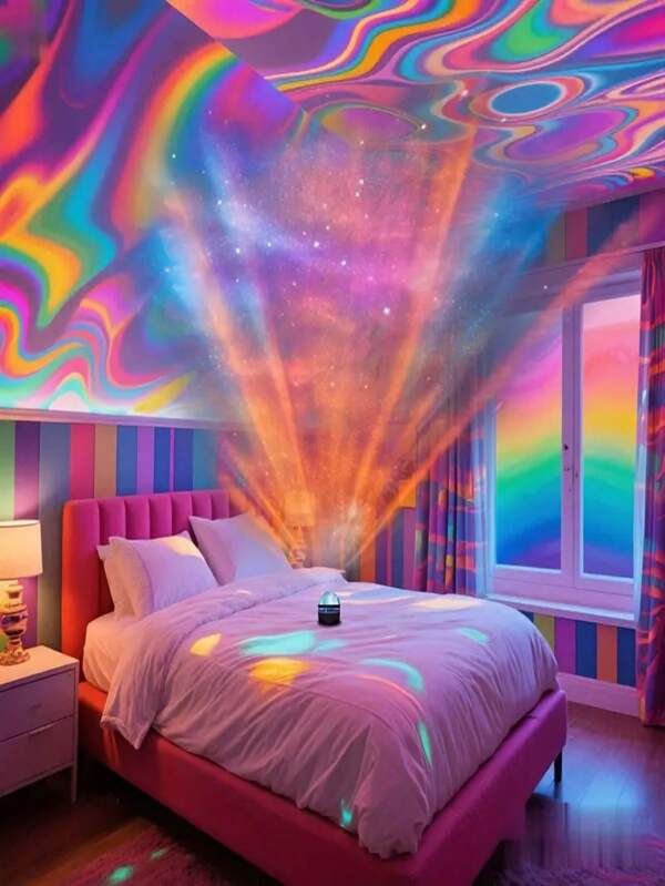 1pc Aurora Projection Lamp, LED Galaxy Lamp With Rotating & Multicolor Lighting Effects, Ceiling Projector For Bedroom, Home Decor, Great Gift For Bedroom, Living Room, Valentine's Day And Other Occasions