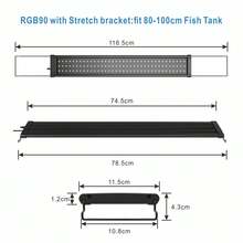 80-100cm LED Aquarium Light Light RGB With Timer, Full Spectrum,AUTO Turn ON/OFF Everyday, Fish Tank Lamp - UK Plug(220-240V) - View 4