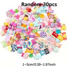 30 件糖果史莱姆饰品可爱套装混合树脂糖果平底史莱姆制作用品适用于 DIY 工艺品制作和装饰 DIY 剪贴簿