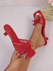 Women's Elegant Solid Color High Heel Sandals, PU Leather & Mesh Patchwork High Heels, Beach, Party, Outdoor Wear, Summer