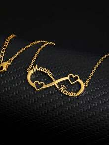 定制个性化无限项链，男女皆宜，手工制作的不锈钢心形吊坠名字项链，是送给家人、朋友、女儿、周年纪念、生日、日常穿着、舞会、母亲节、情人节、毕业典礼、婚礼的理想礼物 - 彩色 - 查看 4