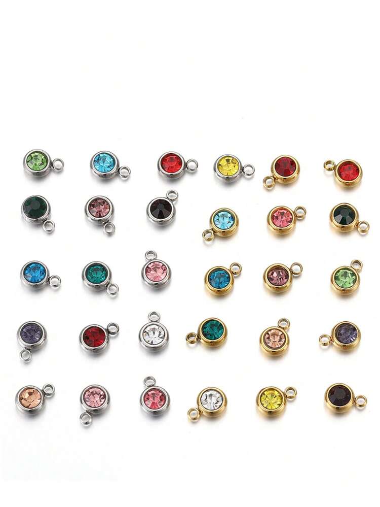 10 件/20 件不锈钢和人造水晶珠吊坠饰品，随机混合颜色，诞生石水晶护身符，用于 DIY 珠宝制作、项链、手链、耳环，适合情人节和生日礼物 - 不銹鋼生辰石吊墜 - 查看 16