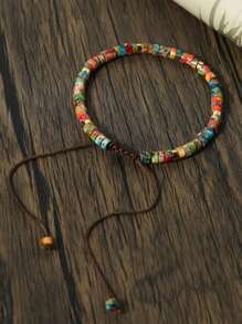 1 pezzo Bracciale regolabile da uomo e donna in stile retrò boho, con pietra naturale imperiale colorata personalizzata, divisore 4*2
