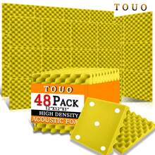 TOUO 6-48 块吸音泡沫板，8 种颜色蛋箱隔音垫，12 英寸 x 12 英寸 x 2 英寸/1 英寸，高密度吸音海绵，适用于工作室、房间、墙壁、天花板 - 彩色 - 查看 59