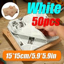 50 piezas de papel encerado con impresión de periódico vintage, para envolver sándwiches, hamburguesas, aperitivos fritos para freidora de aire, suministros de cocina y horneado