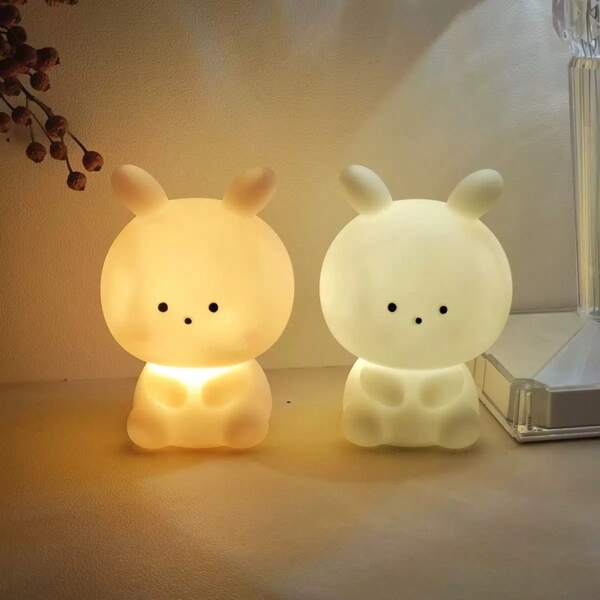 1pc Cute Rabbit Shaped Warm Light LED Lamp, Soft & Comfortable Lighting, Compact Size Easy To Carry, Suitable For Bedroom, Living Room, Study, Party As Night Light, Decoration, Small Gift
