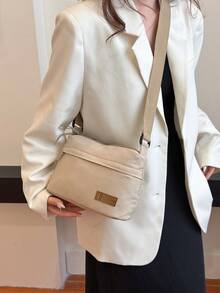 Bolso de hombro de mujer de estilo coreano minimalista casual de nailon, bolso cruzado de moda con múltiples compartimentos, adecuado para compras, billetera, mujeres jóvenes, estudiantes universitarios, principiantes, trabajadores de oficina. Excelente para oficina, universidad, trabajo, negocios, traslados, actividades al aire libre, viajes y senderismo. - Caqui - Ver 4