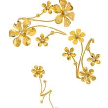 Ein Set aus modischen, personalisierten, europäisch-amerikanisch vintage, anspruchsvollen 3D Blumen-Strass Armband, Armreif, Ring Schmuckset, Party-Geschenk für Frauen