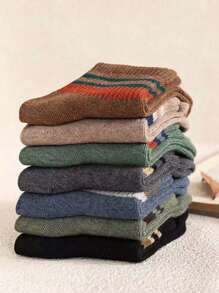 7双青少年条纹低帮运动袜，吸水，复古，双条纹，踝袜 - 彩色 - 查看 6