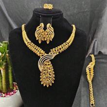 5pcs Middle Eastern Bridal Jewelry Set Necklace Earrings Ring Bracelet Accessory