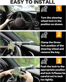 Tevlaphee Steering Wheel Lock With Alarm,Heavy Duty Anti-Theft Car Device Car Lock Car Theft Prevention Universal Fit For Vehicle Truck Van SUV Car Security With 2 Keys - 1 - 查看 4