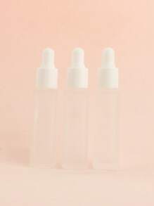 3/5/10/20pcs/Set Square Matte Empty Refillable Glass Dropper Bottles 5ml/8ml/10ml/15ml/20ml For Essential Oil, Serum, Perfume, Travel And DIY Use, White And Silver Cap