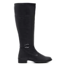 Women's Riding Boots Colors With Buckle Comfortable Casual High Shaft With Side Zipper - 黑與白 - 查看 4