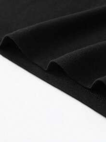 Camiseta con diseño de iris y gato negro, camiseta de flores, camiseta linda con gato, camiseta informal con gráfico - Negro - Ver 5