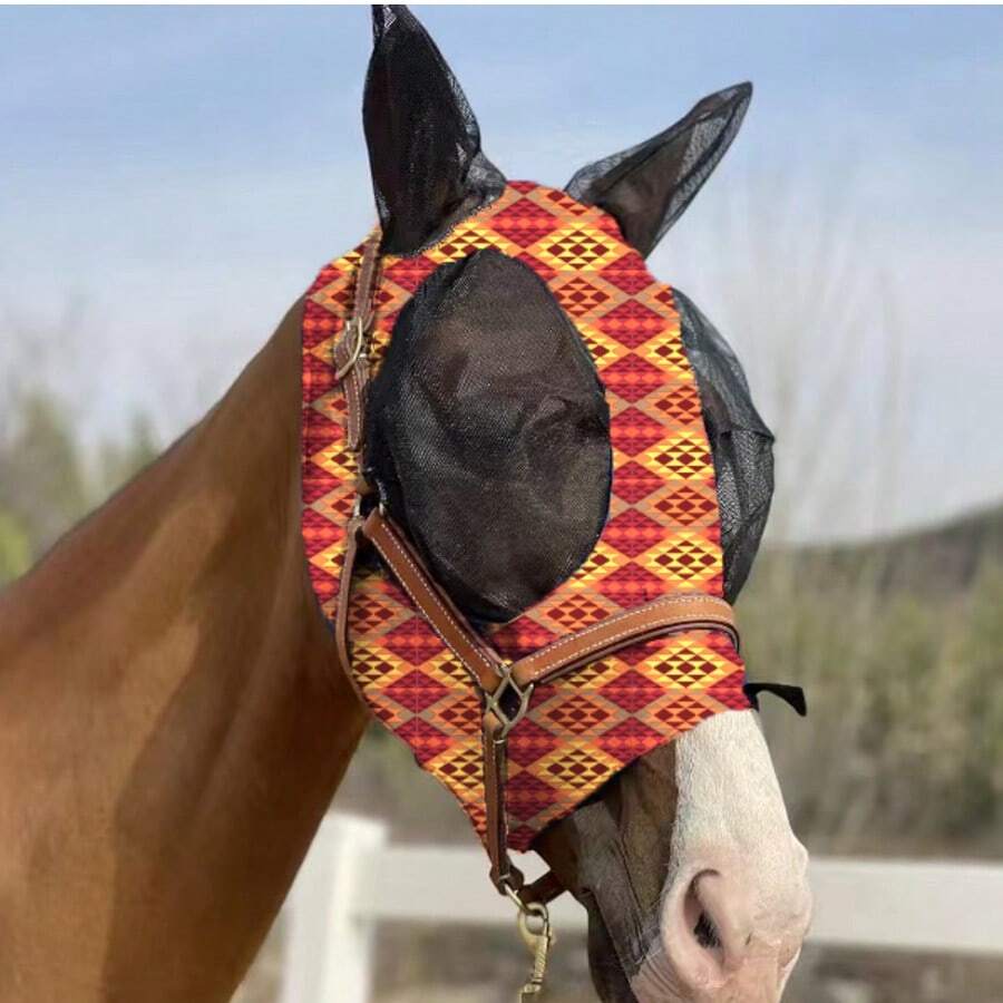 Comfortable Fly Mask With Ears, UV & Sunblock Protection - Soft & Lightweight - Breathable Fly Mask Suitable For Pony (M; Cob) - Red - View 1