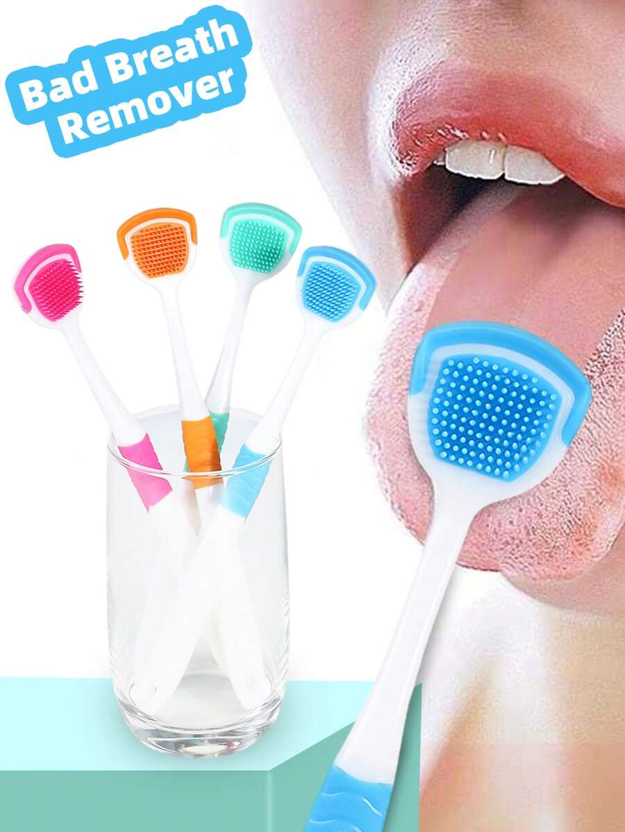 Tongue Scraper Oral Hygiene Tool Instant Fresh Breath Deep Tongue Cleaning Reusable Oral Cleaning Brush Solve The Problem Of White Tongue Travel Tongue Scraper Daily Oral Care Kit - White - View 1