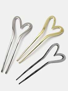 1个/2个装女士金属镂空心形发夹发髻器发卡，适合日常、外出和约会佩戴，发饰，发夹，发髻延长器，发髻假发，发型设计发夹，头部饰品 - 3pcs - 查看 12