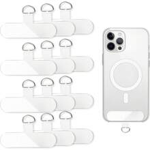 THE  12 Pcs Phone Tether Tab, Universal Phone Lanyard Patch Transparent Cellphone Strap Replacement Part Without Adhesive For Most Smartphone Case - 1 - View 1