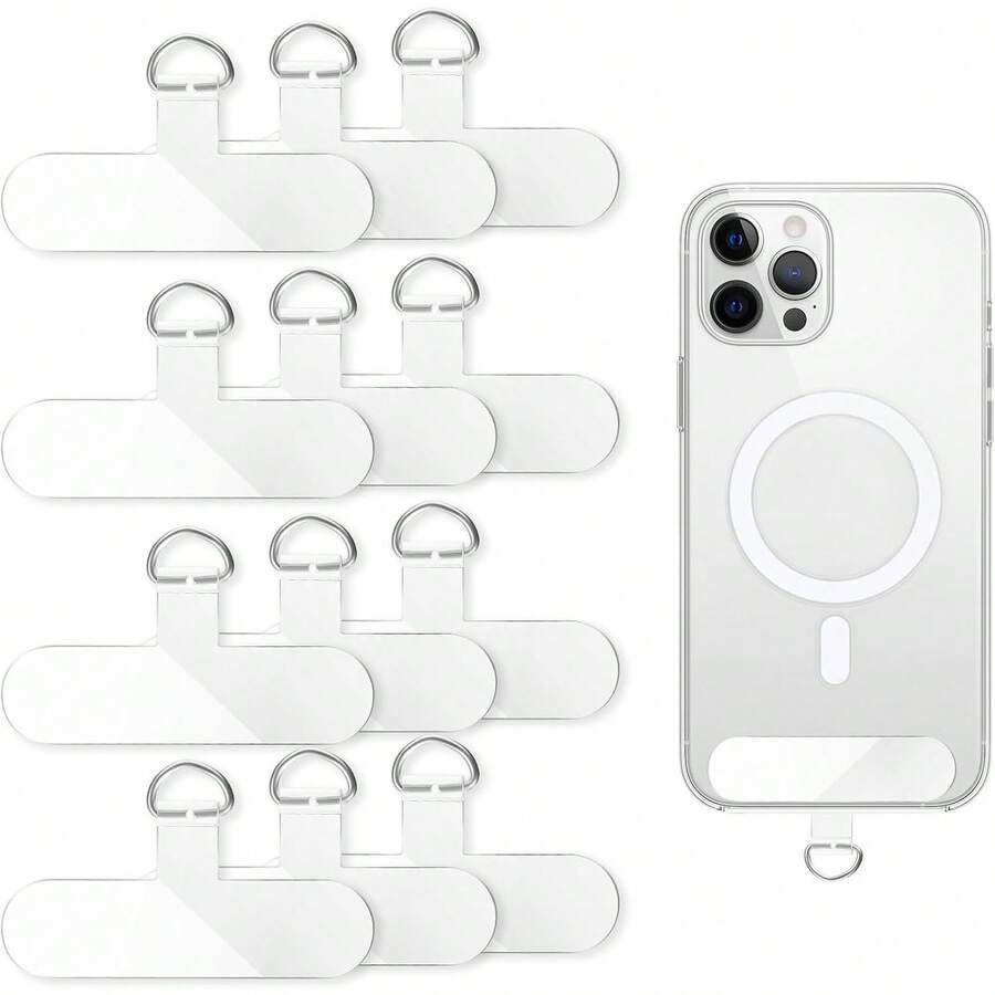 THE 12 Pcs Phone Tether Tab, Universal Phone Lanyard Patch Transparent Cellphone Strap Replacement Part Without Adhesive For Most Smartphone Case - 1 - View 1