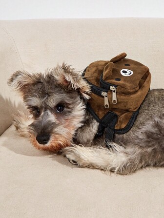 1 pieza Mochila portátil para mascotas de color beige, bolsa para aperitivos apta para perros y gatos pequeños, para transportar mascotas al aire libre con aperitivos incorporados