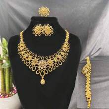 5pcs Middle Eastern Bridal Jewelry Set Necklace Earrings Ring Bracelet Accessory