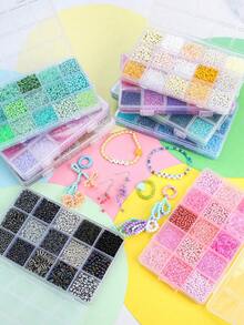 4560Pcs Multistyles Glass Seed Beads Kit - Colorful Creations Spacer Bead, Perfect For Handmade Diy Friendship Bracelets Necklace Earrings Nail Art Mobile Phone Chain Jewelry Making Supplies - 15 Grid - View 5
