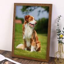 1 Pieza, Foto personalizada, Marco de madera de plexiglás pulido, Retratos personalizados de mascotas, perros, gatos y pinturas decorativas artísticas, Póster de lienzo impreso personalizado, Perfecto para familias, parejas, recuerdos de mascotas y un regalo perfecto para aniversarios