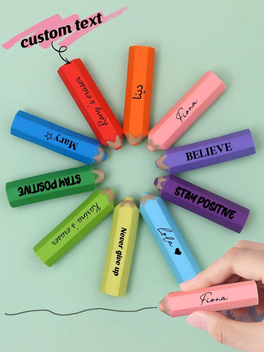 10 件/40 件铅笔形橡皮擦，鼓舞人心的橡皮擦，散装激励橡皮擦，你真棒，适合学生、办公室、教室、奖品派对礼物，10 种颜色。定制姓名铅笔橡皮擦。这些可爱的橡皮擦可用 - 彩色 - 查看 1