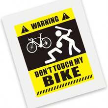 2件/10件“别碰我的自行车”防水山地自行车警示贴纸，自行车装饰贴纸，仅适用于自行车停车警示标志。黄色警示装饰贴纸，笔记本装饰贴纸 - 黃色 - 查看 1