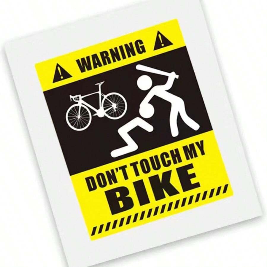 2件/10件“别碰我的自行车”防水山地自行车警示贴纸，自行车装饰贴纸，仅适用于自行车停车警示标志。黄色警示装饰贴纸，笔记本装饰贴纸 - 黃色 - 查看 1