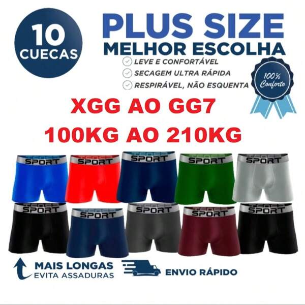Cueca Plus Size Masculino Kit 10 unidades