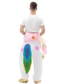 1 件成人充气独角兽骑士服装，适用于万圣节、复活节和主题活动，有趣的照片道具和舞台表演配件，俏皮活动服装，充气服装 - 白色 - 查看 6