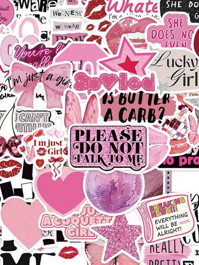 50 ชิ้น สติกเกอร์คำคม Pink Mean Girl ของขวัญ การ์ตูน ตกแต่ง สมุดภาพ แล็ปท็อป กระเป๋าเดินทาง กีตาร์ แก้วน้ำ เคสโทรศัพท์ DIY สติ๊กเกอร์