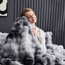 Comforter Set 3 Piece, Plush Fluffy Bedding, Geometric Pattern, Lightweight Bedspread Blanket All Season, Faux Comforter - 紮染灰 - 查看 6