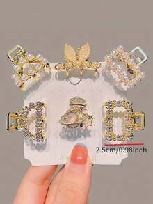 3-10 件女士金属和水钻发夹，优雅发夹，时尚配饰 - 彩色 - 查看 7