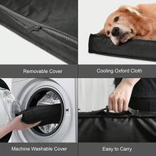 Orthopedic Dog Bed For Large Dogs, Big Waterproof Dog Crate Bed Washable Pet Bed For Large Sized Dogs With Egg Crate Foam Pet Bed Mat, Removable Oxford Cooling Cover, Grey - 黑色 - 查看 5
